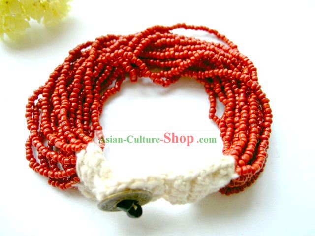 Mystérieux Tibet chanceux Bracelet Corail Rouge