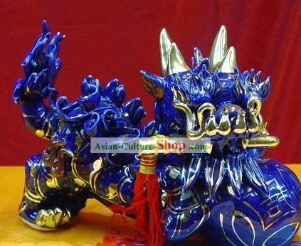 Chinese Stunning Blue Lion King