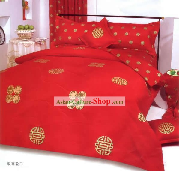Китай Classic Red Double Happiness Шесть пьес Постельное белье