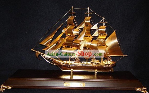 24K Gild Ancient Sailing Boat Business Affairs Gift