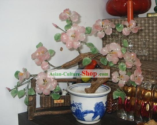 Chino clásico color esmalte Obras flores de color rosa árbol