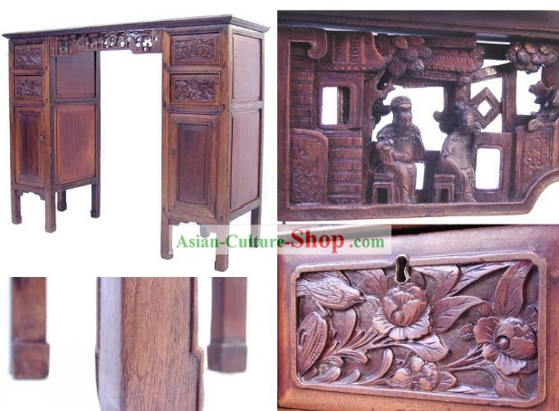 Chinese Traditional Hand Carved Nan Wood Long Console Table