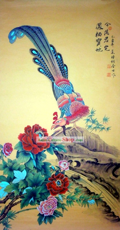 Pittura cinese tradizionale con meticolosa Dettaglio-Phoenix Landed