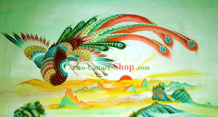 Pintura tradicional chinesa, com meticulosa Detail-Phoenix Rei