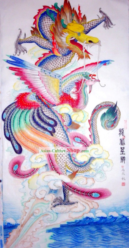 La pintura tradicional china con meticuloso detalle: Emperador Dragón