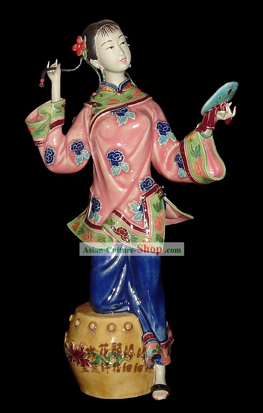Chinese Stunning Porcelain Collectibles-Ancient Woman Be Enraptured