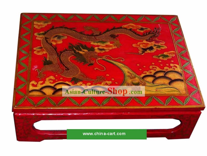 Chinese colorato Disegno Drago Tea Table (Kang Tabella)