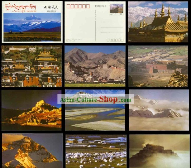 China clásica escena del Tíbet Postales Set (10 piezas)