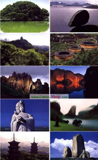 China Classic Fujian Scene Postcards Set (10 Pieces)