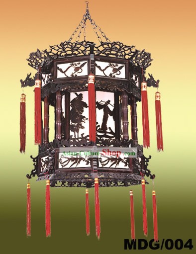 Hecho a mano chino pintado dos capas linterna palacio - la antigua China