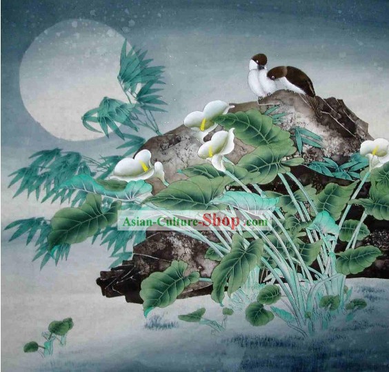 Pintura Tradicional China por Li Xing-bajo la luna