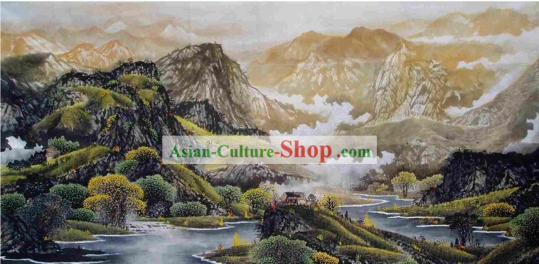 Grandes de la pintura tradicional china Shi Yiren-Montaña