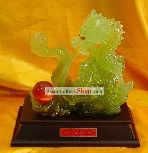 Impresionante colección de jade chino-Dragon Emperor Jugar Bola