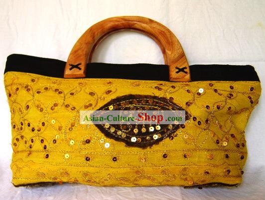 インドの見事な美しい手刺繍ロングハンドバッグ