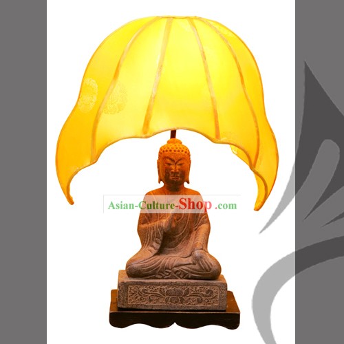 Chinese Hand Carved Stone Buddha Lamp-Fo(Fu)