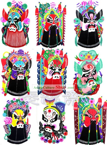 Chinesische Paper Cuts-Opera Masken (9-teilig)