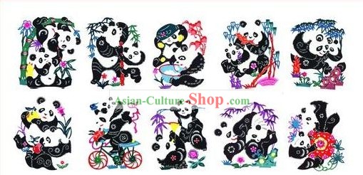 Chinese Paper Cuts Classics-Lovely Pandas (10 bolas paradas)