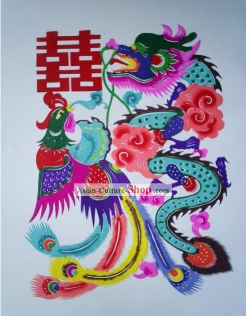 Chinesische Paper Cuts Classics-chinesischen Lobster Pieces Atop Knoblauch Grünen