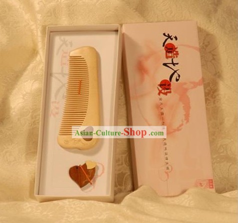 Chinese Carpenter Tan Natural Wood Comb Set- Cut out for Each Other