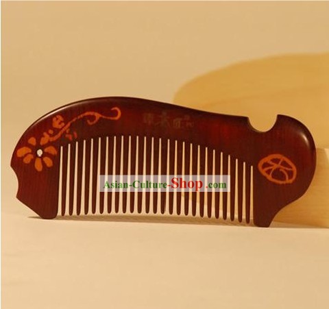 Chinese Carpenter Tan 100 Percent Handicraft Natural Flower Comb