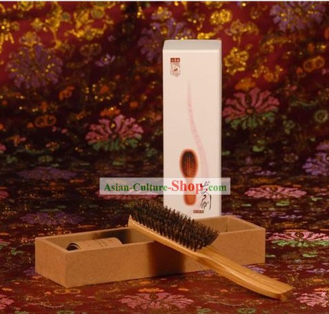 Chinese Carpenter Tan Boar Bristle Hairbrush Gift Package