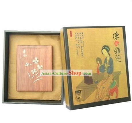 Chinese Carpenter Tan Coloured Drawing Lacquer Mirror-Wind of Spring