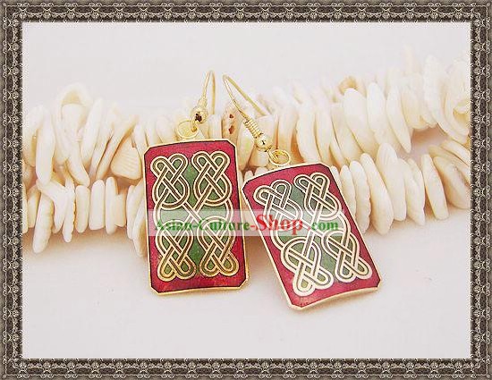 Chinese Classic Cloisonne Earrings-Knitting