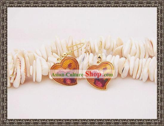 Cinese classico Cloisonne Earrings-Orange