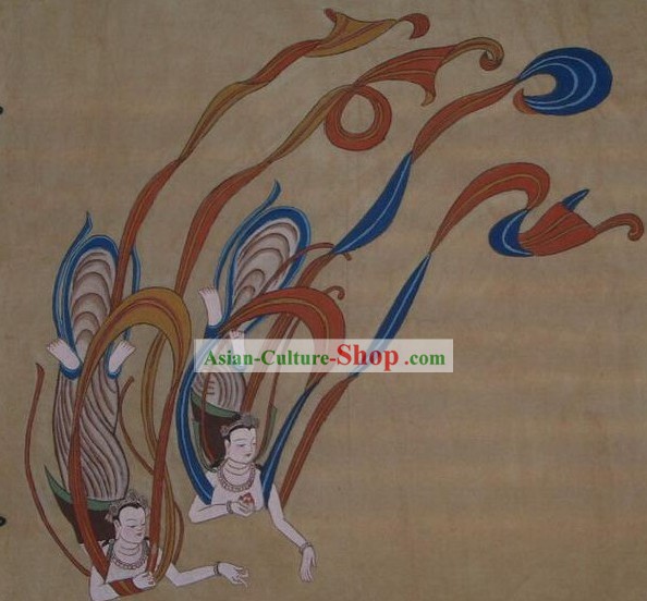 China Dunhuang Fresto Pintura-Flying Hadas