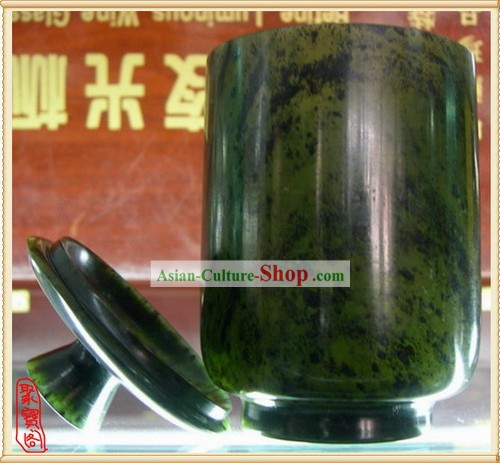 Cina Dunhuang Luminated Coppa Jade con coperchio
