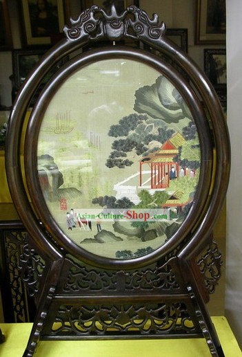Chino de doble cara de bordado artesanal-China Paisaje