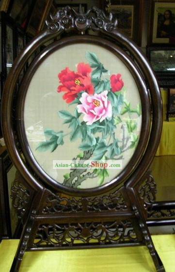 Chinoise recto-verso de broderie Artisanat-Blooming Pivoine