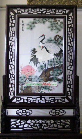 Chinese Double-sided Embroidery Handicraft-Pine and Crane