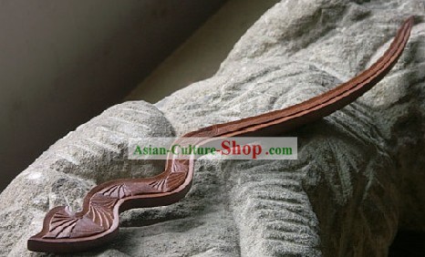 Esculpido mão Pin cabelo chinês tradicional Walnut (Hairpin) - Anos