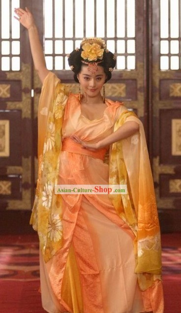 China Puesto en forma antigua de la dinastía Tang belleza Yang Yuhuan trajes Set