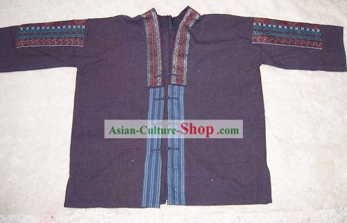Потрясающие китайского племени Мяо ручная вышивка Коллекционная-платье для человека