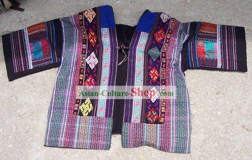 Потрясающие китайского племени Мяо ручная вышивка Коллекционная-Рейнбоу платье девушку