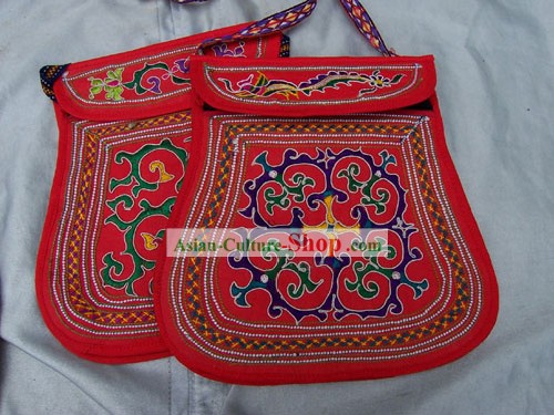 Потрясающие китайского племени Мяо ручная вышивка Коллекционная сумочка-фолк