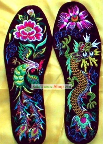 China bordado a mano Plantilla-Dragon y Phoenix Amor