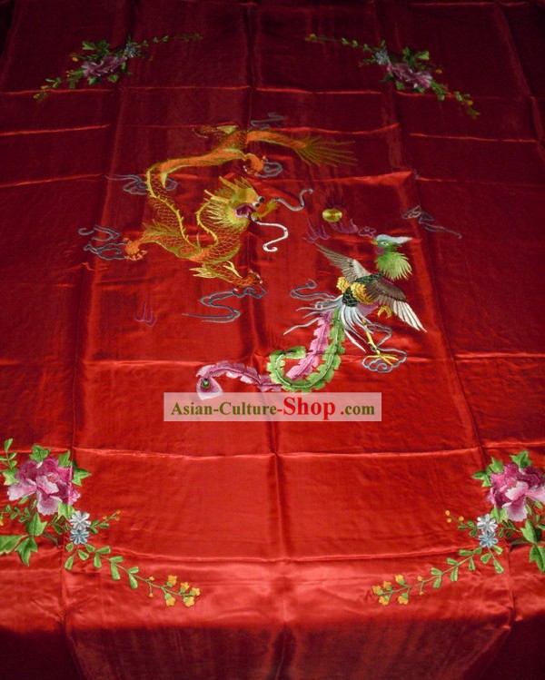 Китайская вышивка рук одеяло-Дракон и Феникс