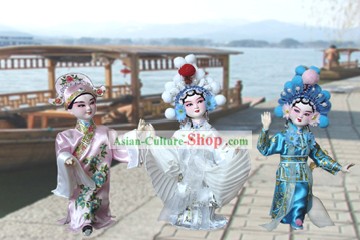 Handmade Pequim boneca Figurine Silk - Madame Cobra Branca (3 peças set)