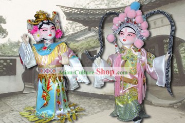 Handmade Peking Silk Figurine Doll - Lv Bu and Diao Chan