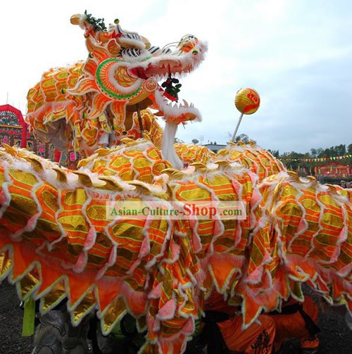 Supreme Competiton and Parade Large Long Wool Dragon Dance Equipment Complete Set