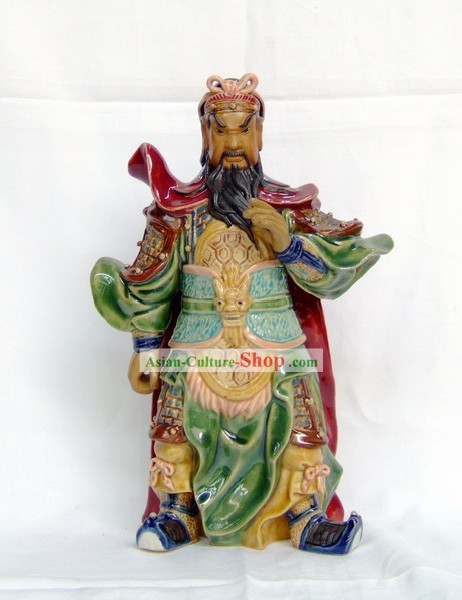 Shiwan Artesanato Cerâmica Masterpiecs Estátua Gong chinês Guan