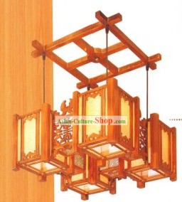 Madera tallada estilo mandarín grandes linternas de techo