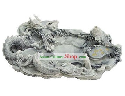 Chinoise main Superbe Plateau à Thé Sculpté dragon