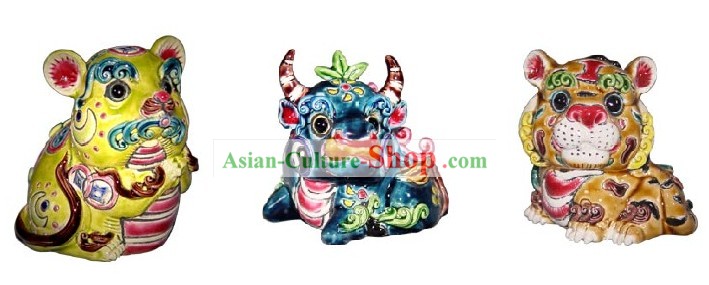Chinese Classic Cochin Zodiac Keramik Statuen 12 Stück Sets