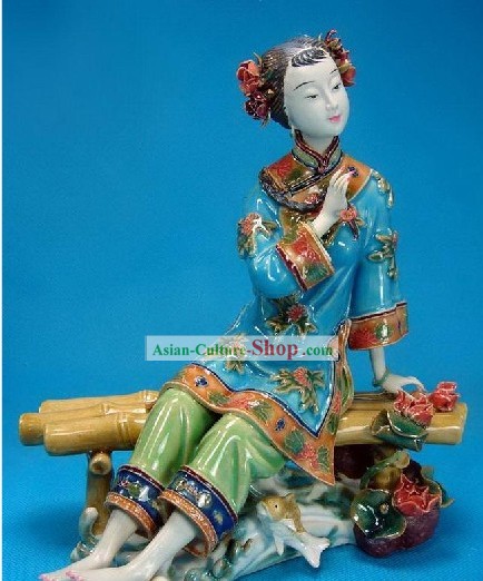 Estátua Clássica Chinesa Shiwan - Lady Antiga Além da Água