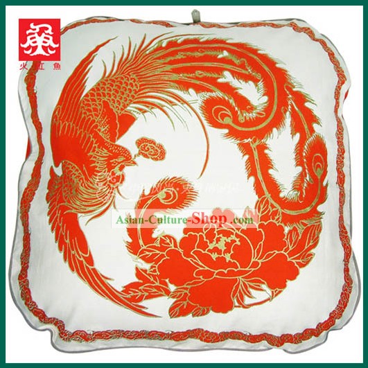 Chinese Traditional Handgefertigte Large Phoenix Kissenbezug