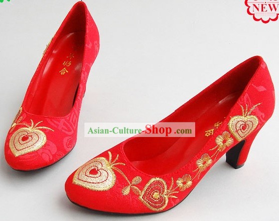 Китайский традиционный Невеста Свадебная обувь - Бай Хао Он Nian